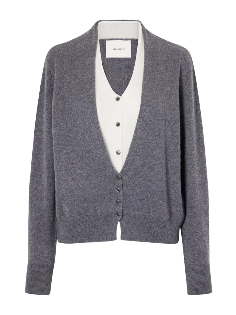 Vani two-tone layered cashmere cardigan