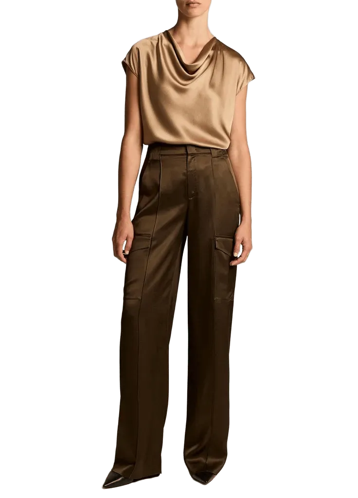 Satin High-Waist Utility Trouser
