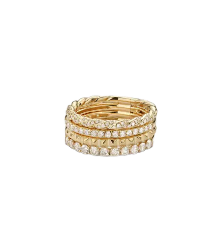 Petite Pavé 18kt gold ring with diamonds