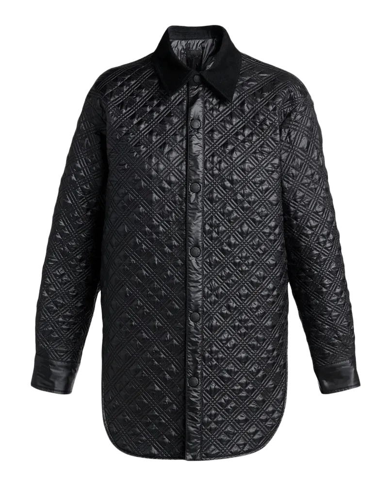 Corduroy-Trimmed Padded Shirt Jacket