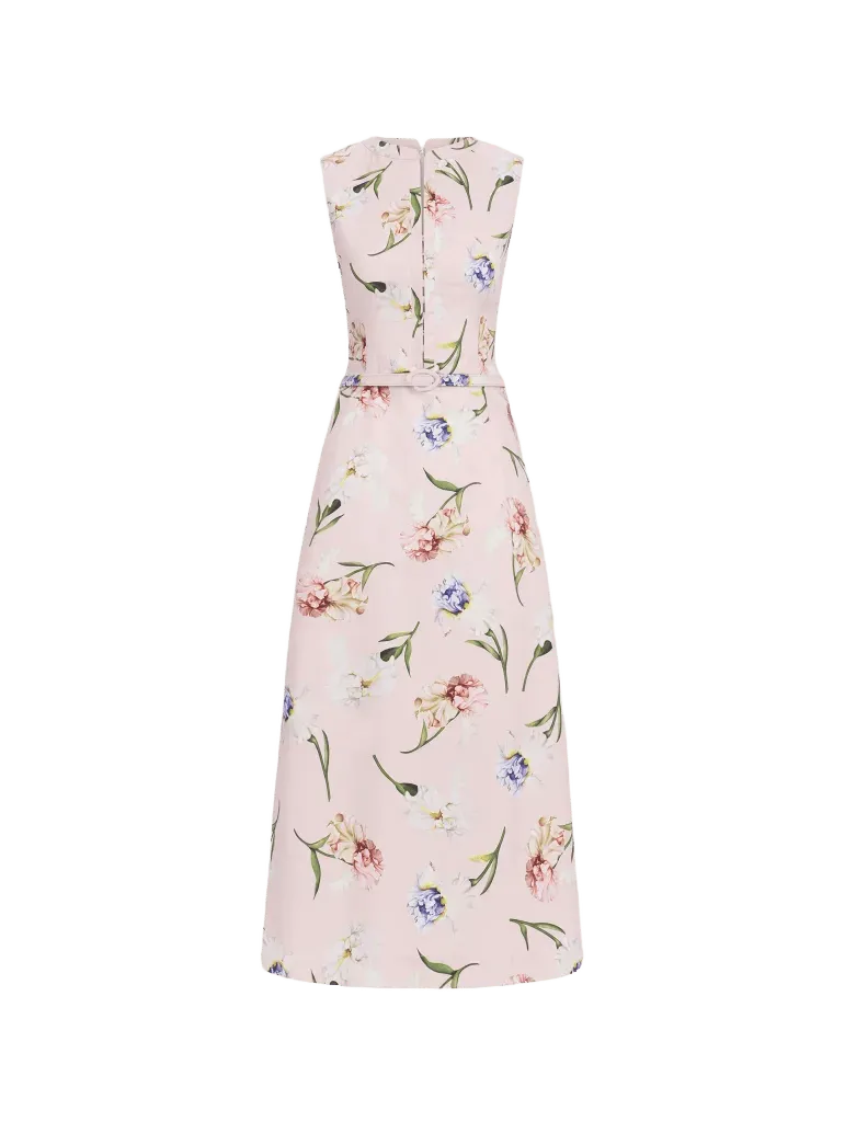 Sleeveless Painted Iris Poplin Day Dress