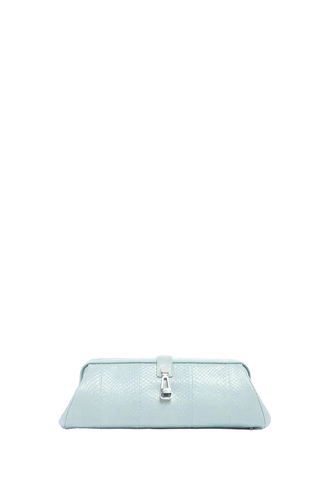 Paola Clutch in Light Blue Snakeskin
