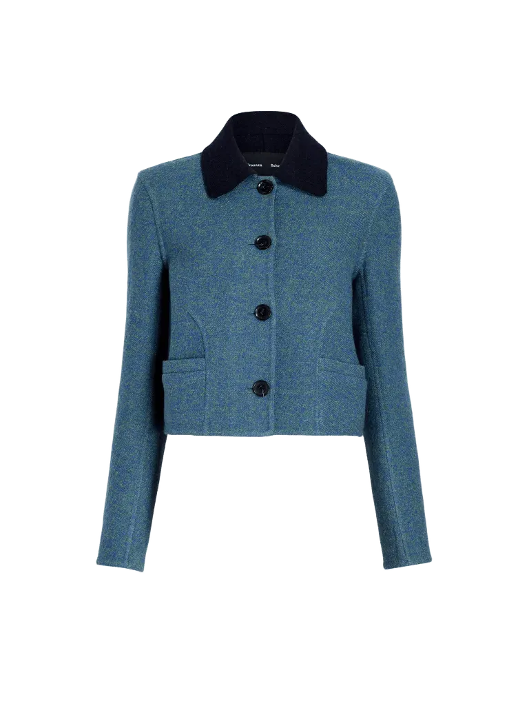 Gaelle Jacket in Double Face Melange Outerwear - Green/Midnight Multi