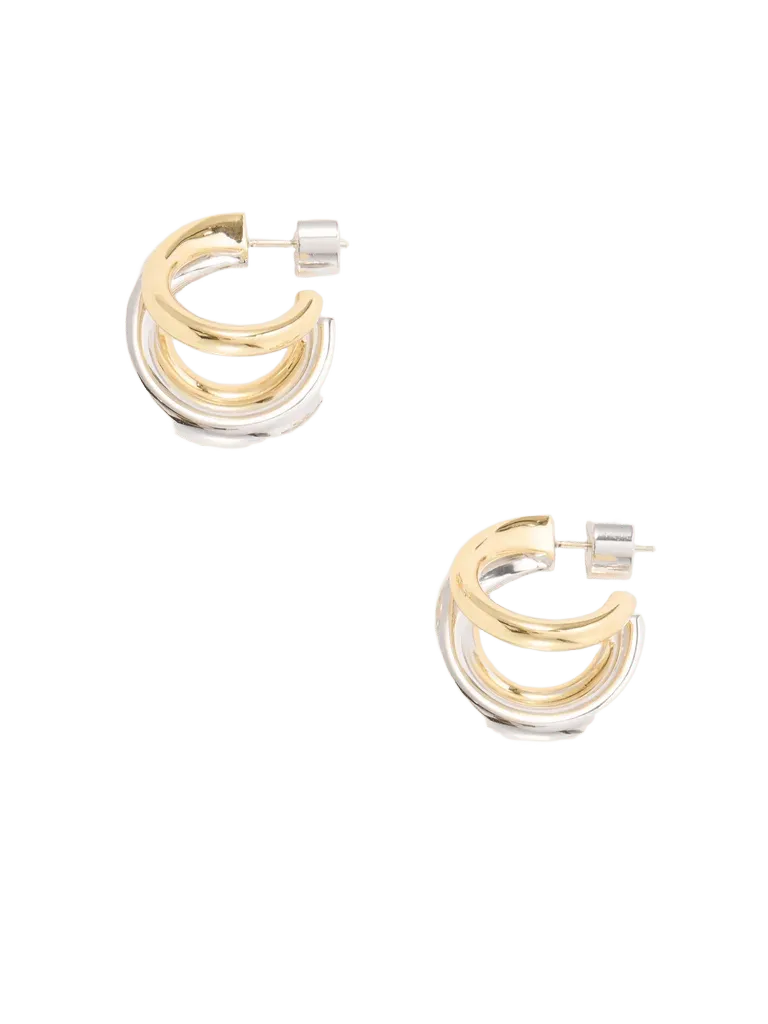 Triple Lilly 10-karat gold and sterling silver-plated brass earrings