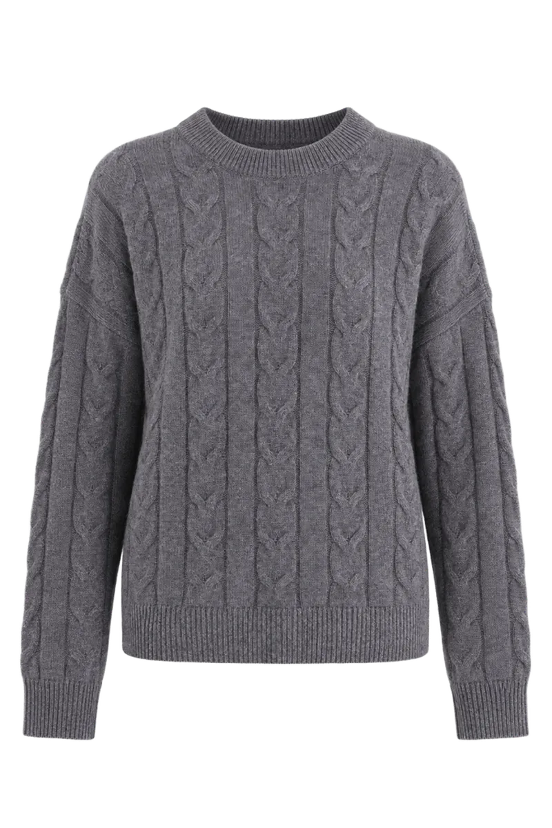 Charcoal Cashmere Cable Knit Eloise Sweater