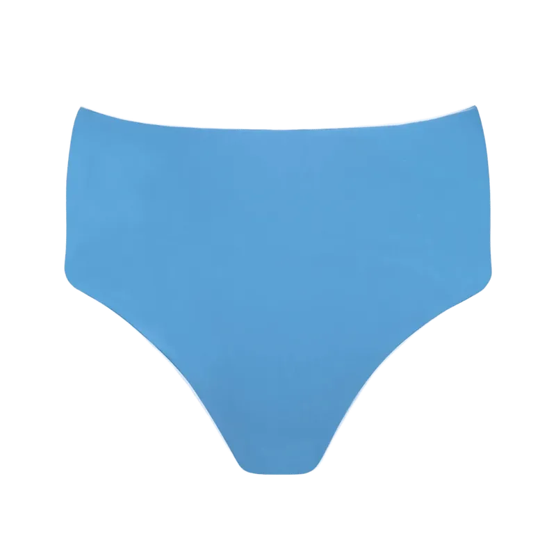 women's cerulean blue high waist bikini bottom