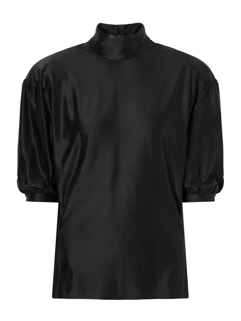 Stretch-satin turtleneck blouse