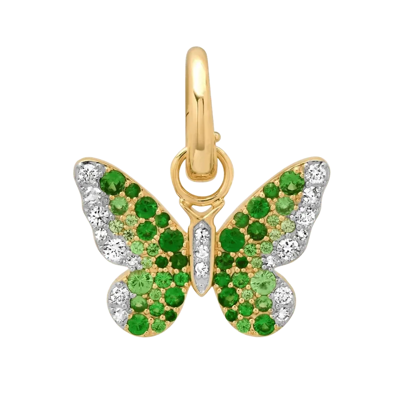 Green and Diamond Ombré Butterfly Pendant