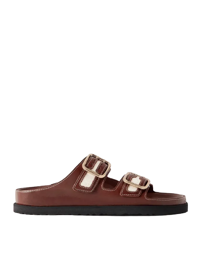 Arizona Bold canvas-trimmed leather sandals