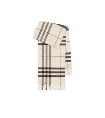 Check Cashmere Scarf in Pebble white | Burberry Official