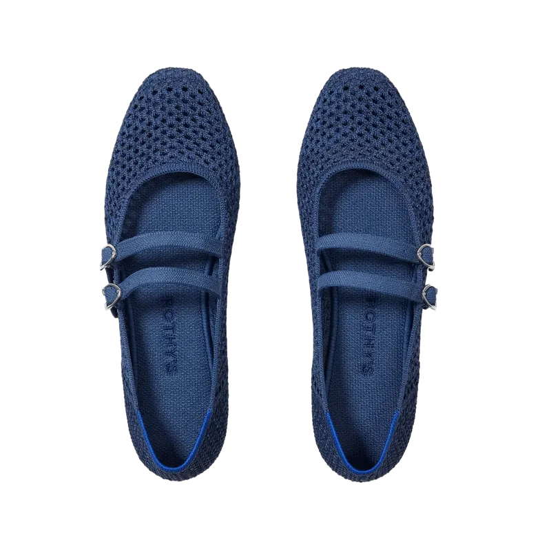 The Double Buckle Mary Jane - Blue Mesh