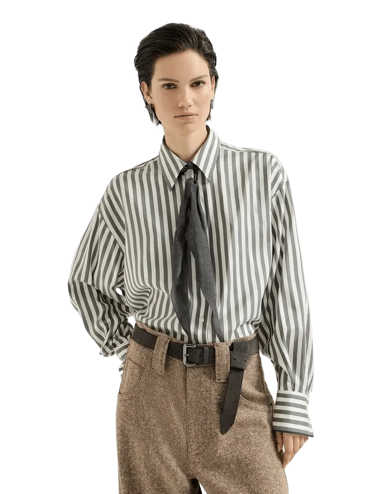 Poplin shirt with foulard