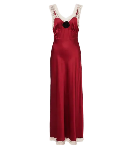 Keily lace-trimmed satin maxi dress