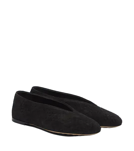 Intrecciato suede ballet flats