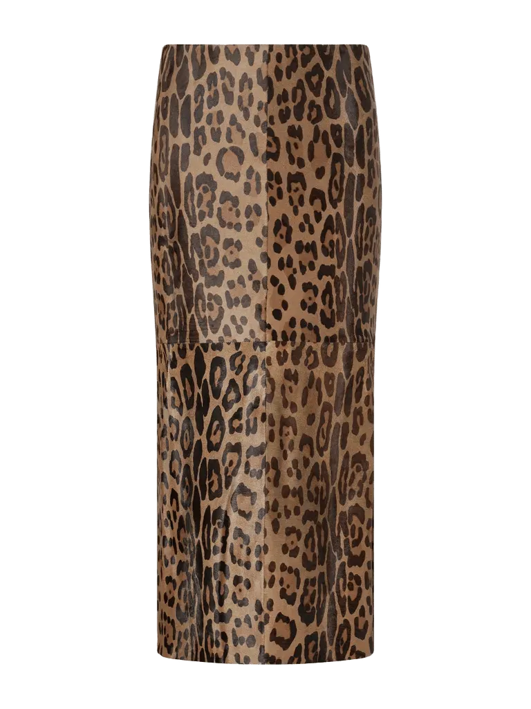 Winona leopard-print calf hair midi skirt