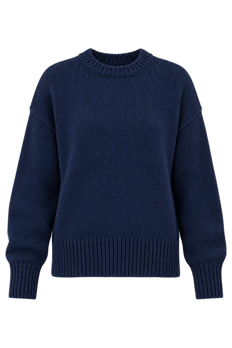 Navy Cotton Cliff Crewneck Sweater