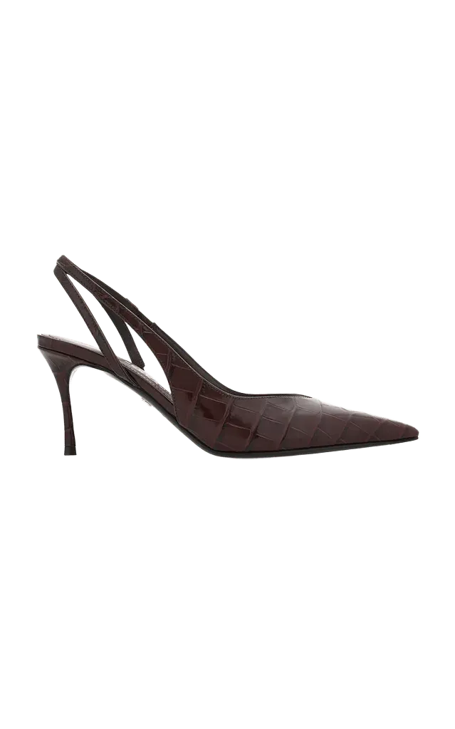 Dafne Alligator-Embossed Calfskin Leather Slingback Pumps