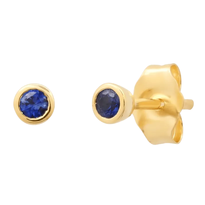 Blue Sapphire Bezel Set Studs