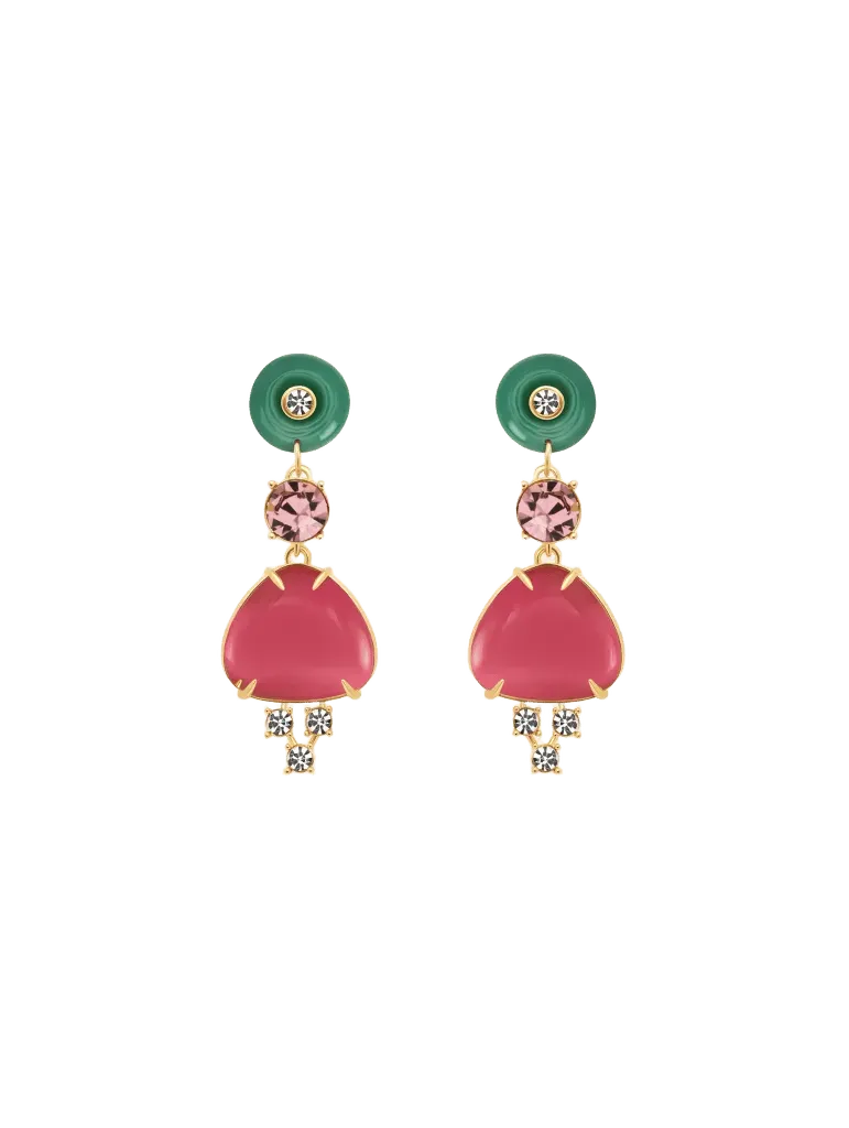 Cabochon Drop Crystal Earrings