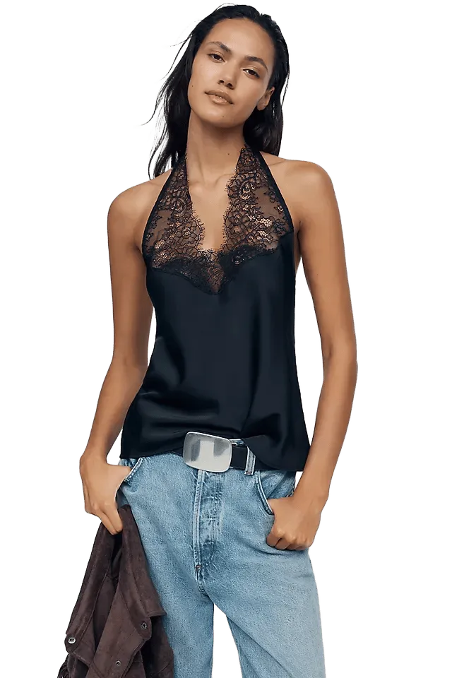 Elodie Linden Lace-Trim Halter Top