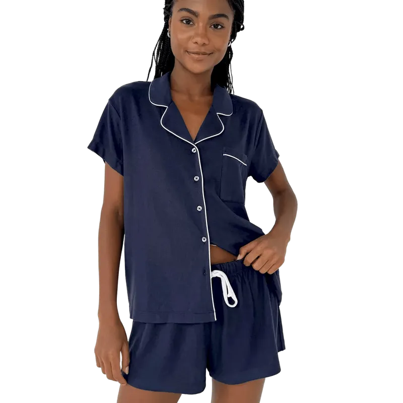 Navy Flora Pillowsoft Short Set