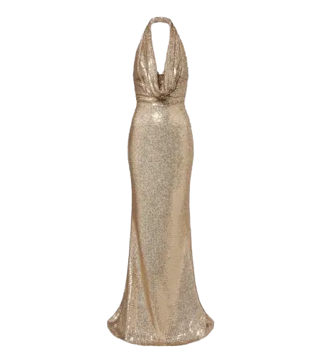 Sequined halterneck gown