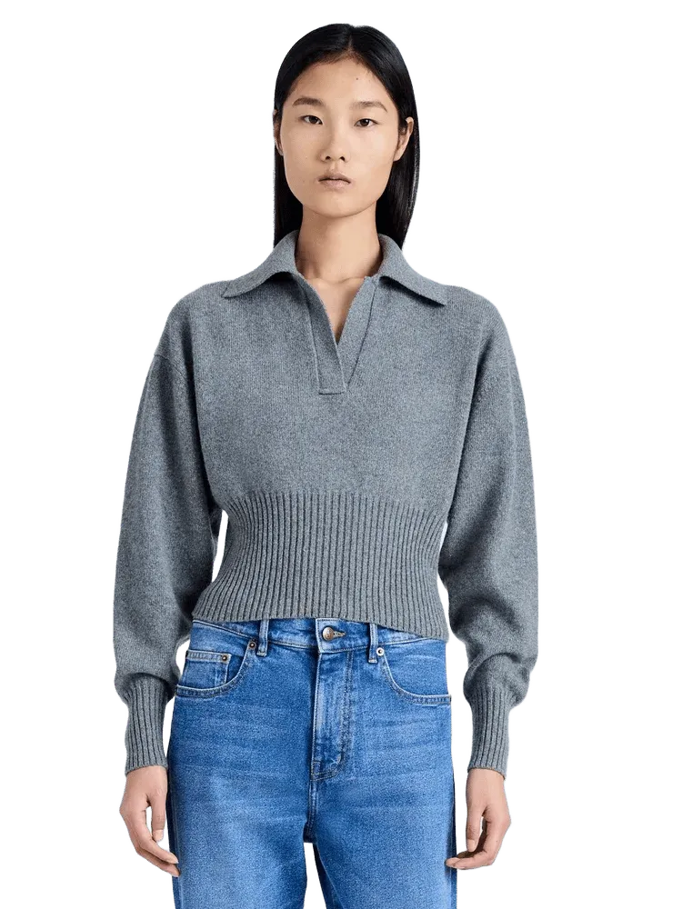 Jeanne Polo Sweater in Eco Cashmere - Grey Melange