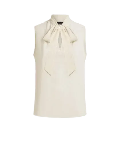 SILK-BLEND JACQUARD TOP WITH SILK SCARF AND PAISLEY MOTIF