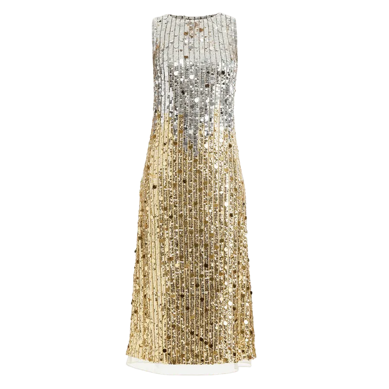 Celestina Sequin Dress in Champagne Ombre Sequin
