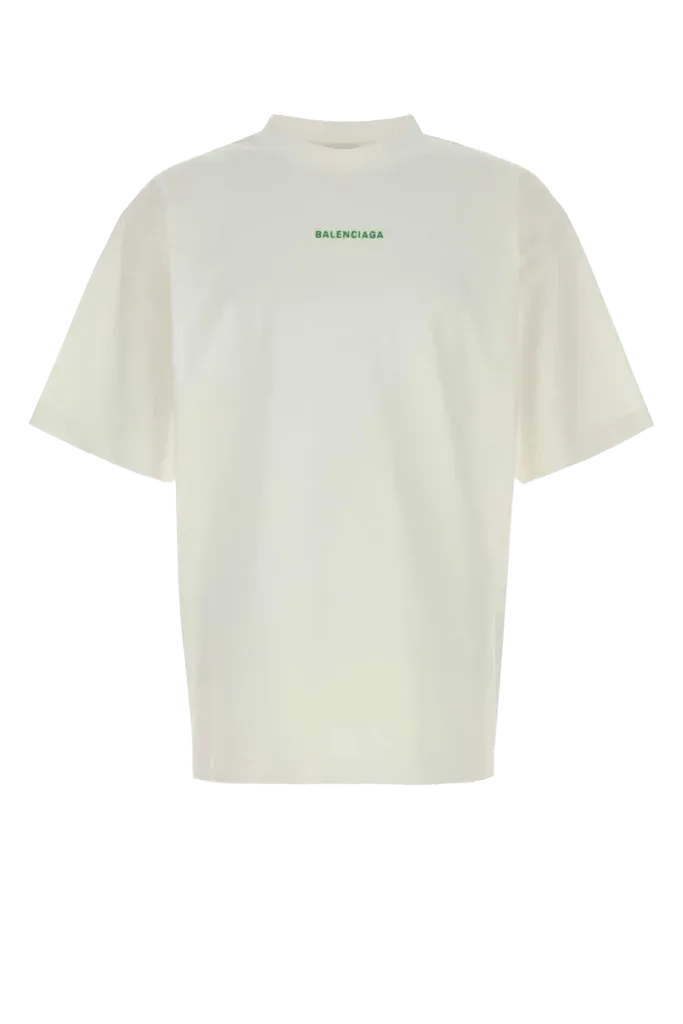 Balenciaga Logo-Embroidered Cotton T-Shirt — White