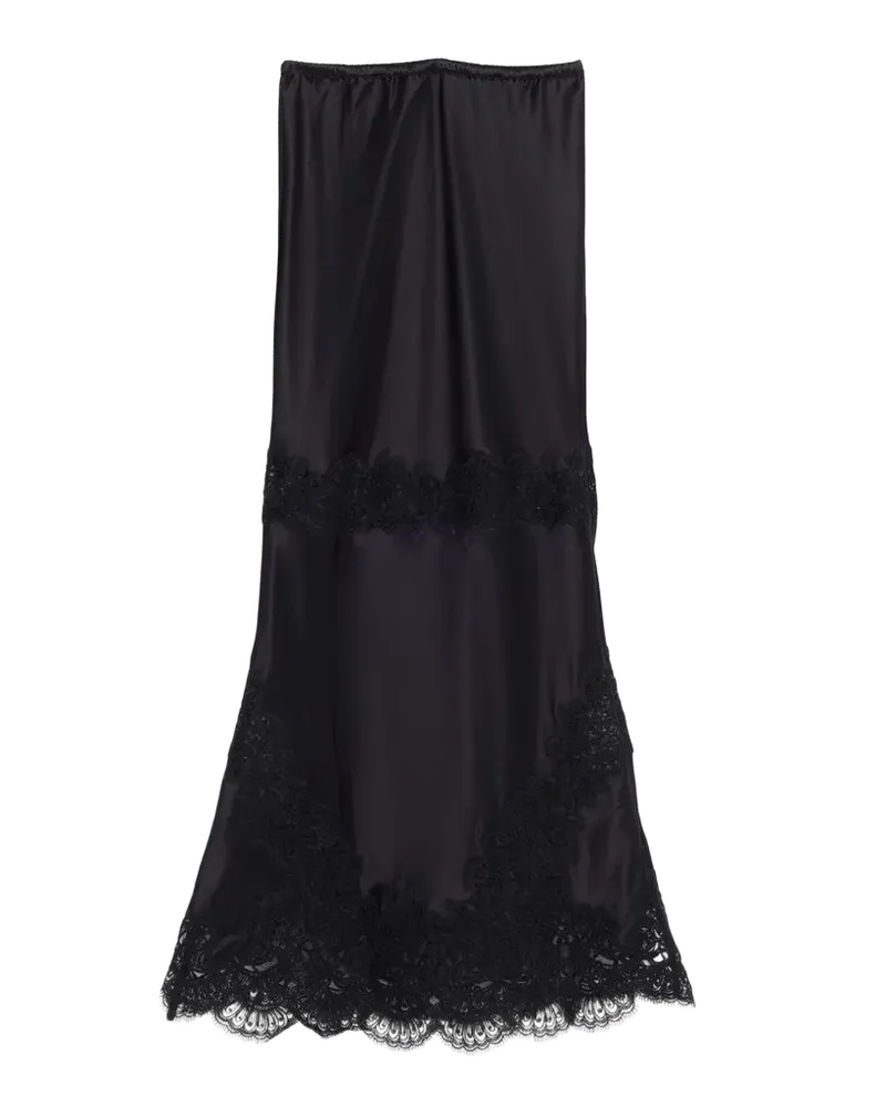 Lace-Trim Satin Maxi Skirt
