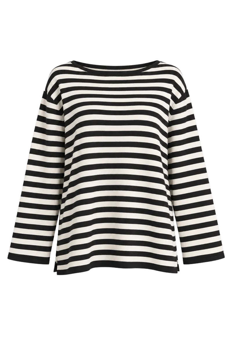 Black and White Stripe Darcy Long Sleeve Top