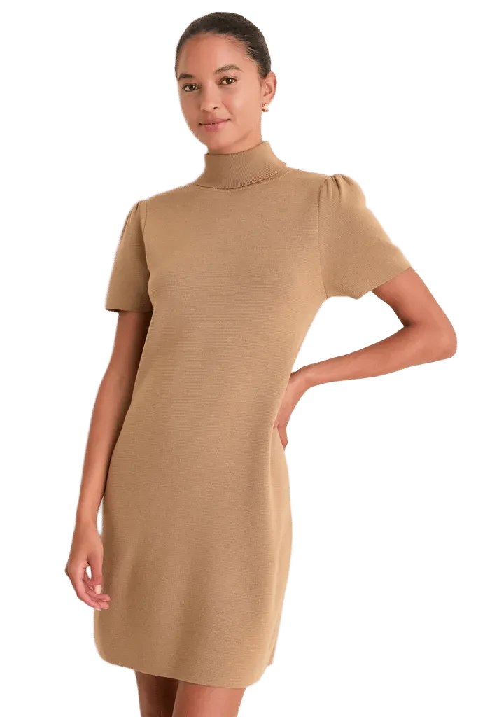 Camel Merino Hewitt Turtleneck Dress