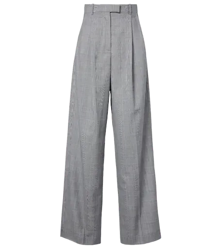 Checked wool wide-leg pants