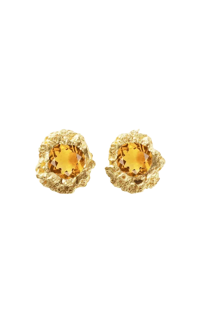 18k Yellow Gold Muse Citrin Big Earrings