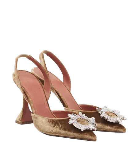 Begum embellished velvet slingback pumps