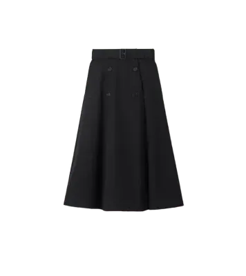 Gabardine Trench Midi Skirt