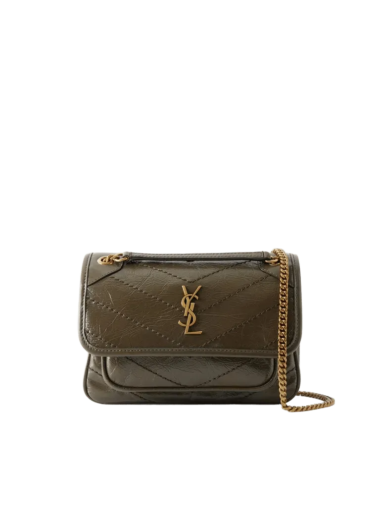 Niki mini Cassandre-embellished crinkled-leather shoulder bag