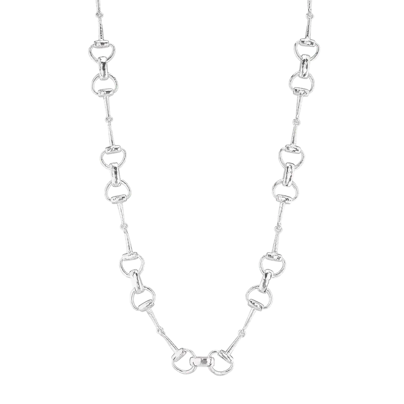 Equestrian Snaffle Bit Chain Necklace, 20" in Silver