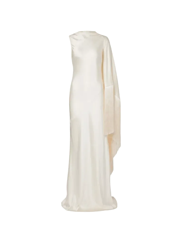 Self-Portrait fringed satin maxi dress