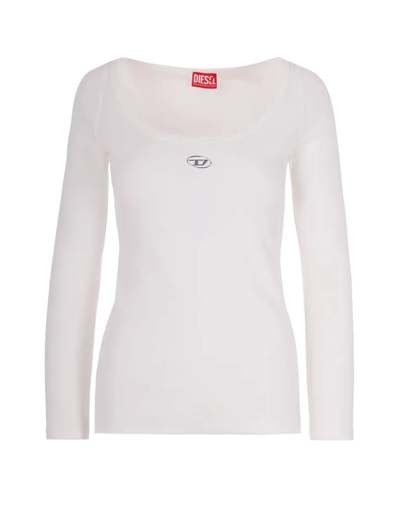 Diesel Metallic Logo Long-Sleeve T-Shirt — White