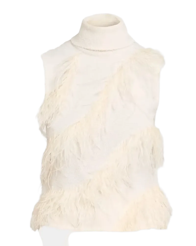 Elinor Sleeveless Feather Turtleneck Top