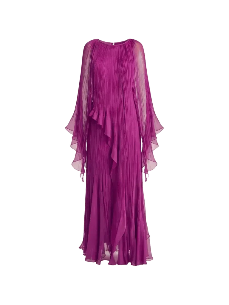 Alexia plissé ruffled maxi dress