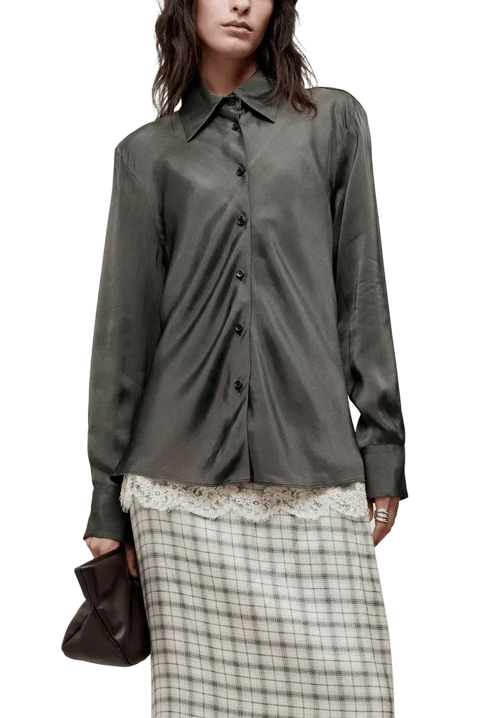 Joan Bias Button Down in Fluid Viscose