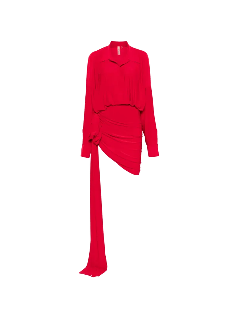 Norma Kamali bow-detail draped asymmetric mini dress