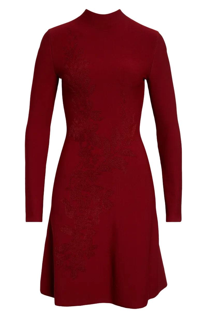 Velvet Jacquard Knit Minidress