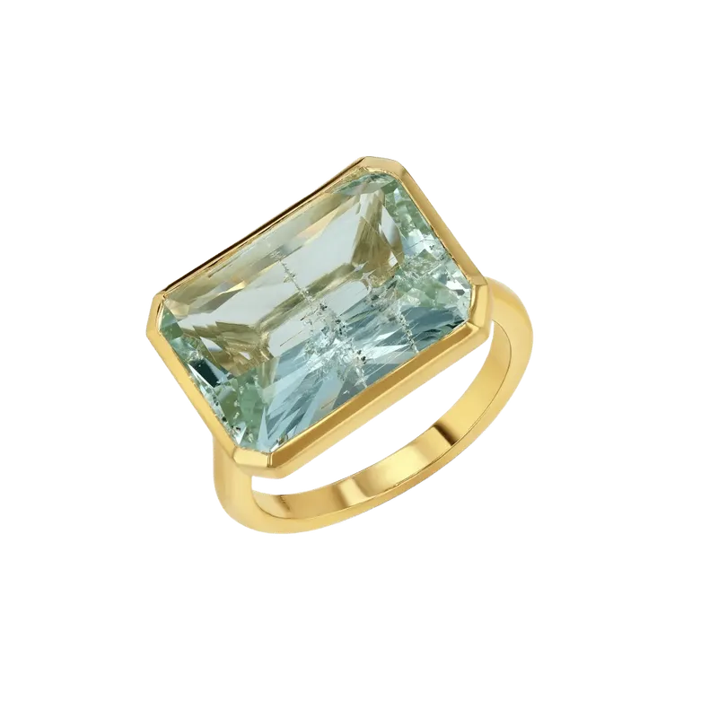 8.80ct Aquamarine Radiant Cut Bezel Ring