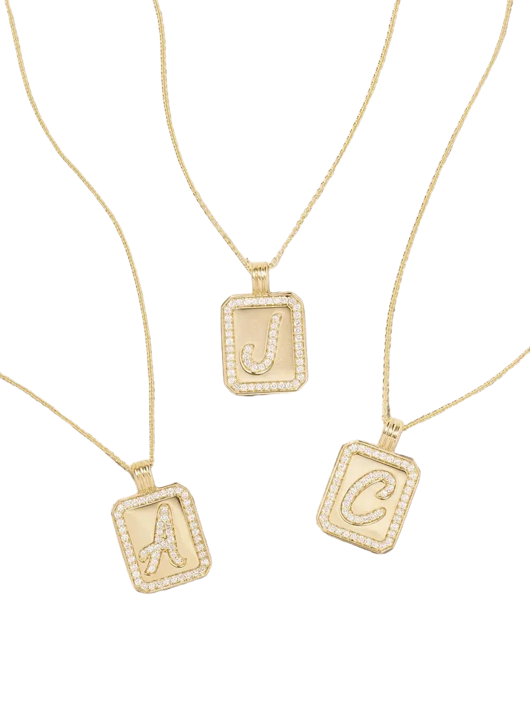 Letter 14-karat gold diamond necklace