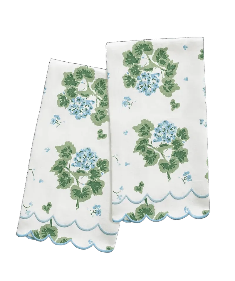 Geranium Linen Guest Towels - set of 2