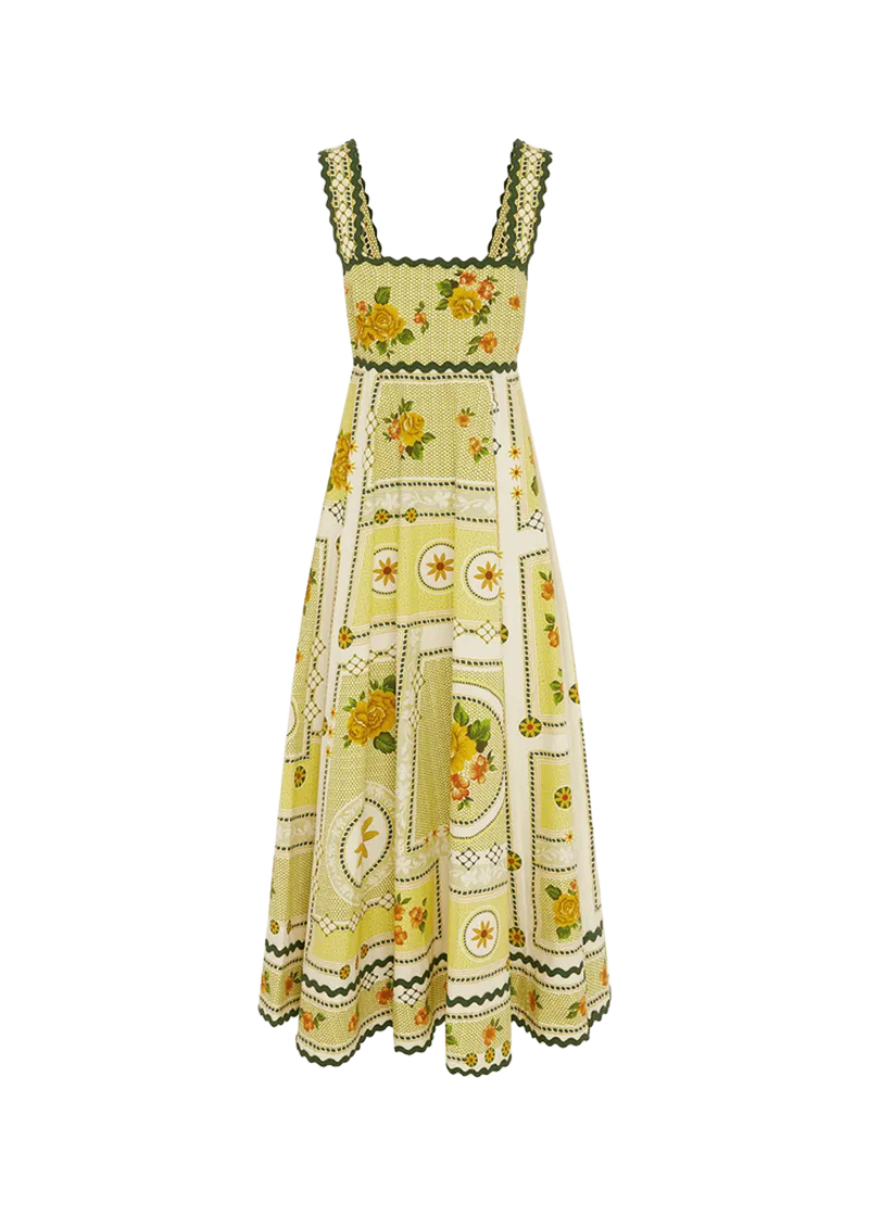 Dixie Floral-Print Cotton Poplin Maxi Dress